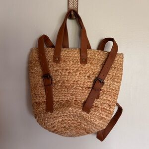 XIX Palms Woven Straw Insulated Lunch Bag Backpack Boho Beach Work Tote